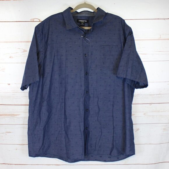 Claiborne Stretch‎ XXL Blue Striped Button Down - Picture 1 of 7